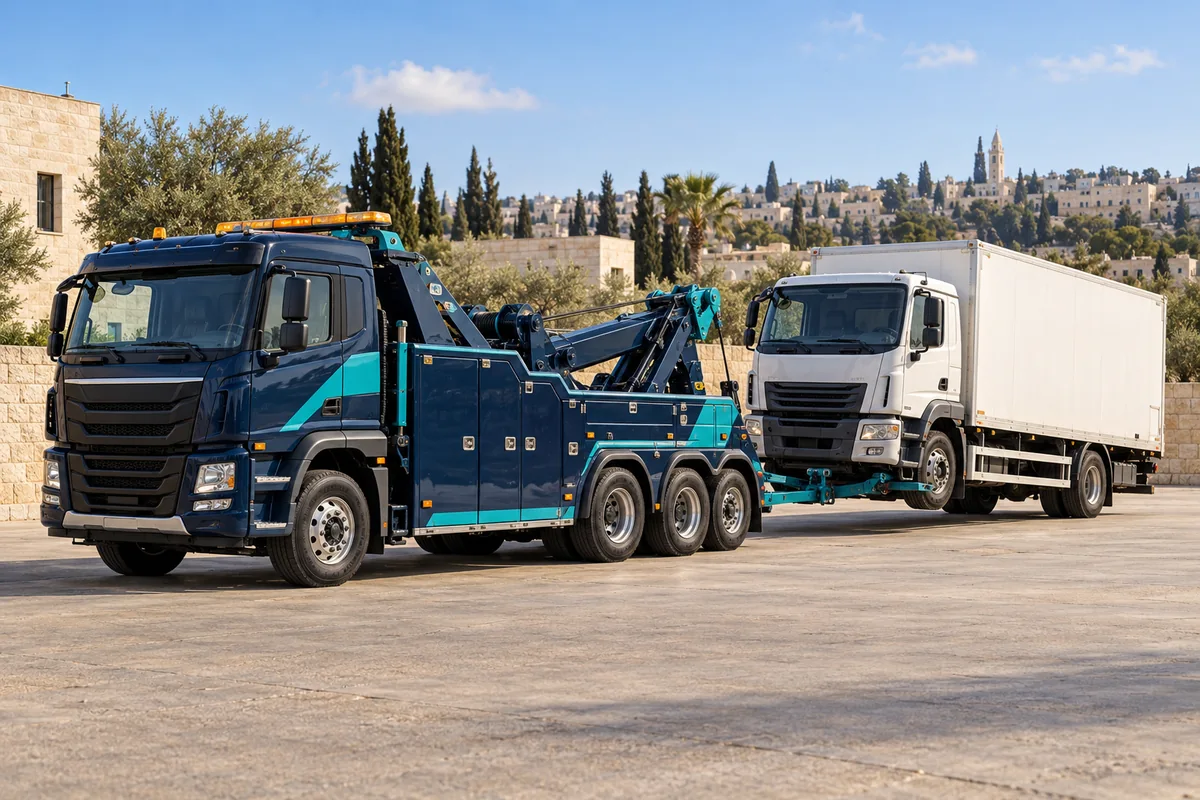 המחשה של גרירה כבדה למשאית; לא צילום צי העסק